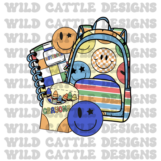 Bright blue school supplies png