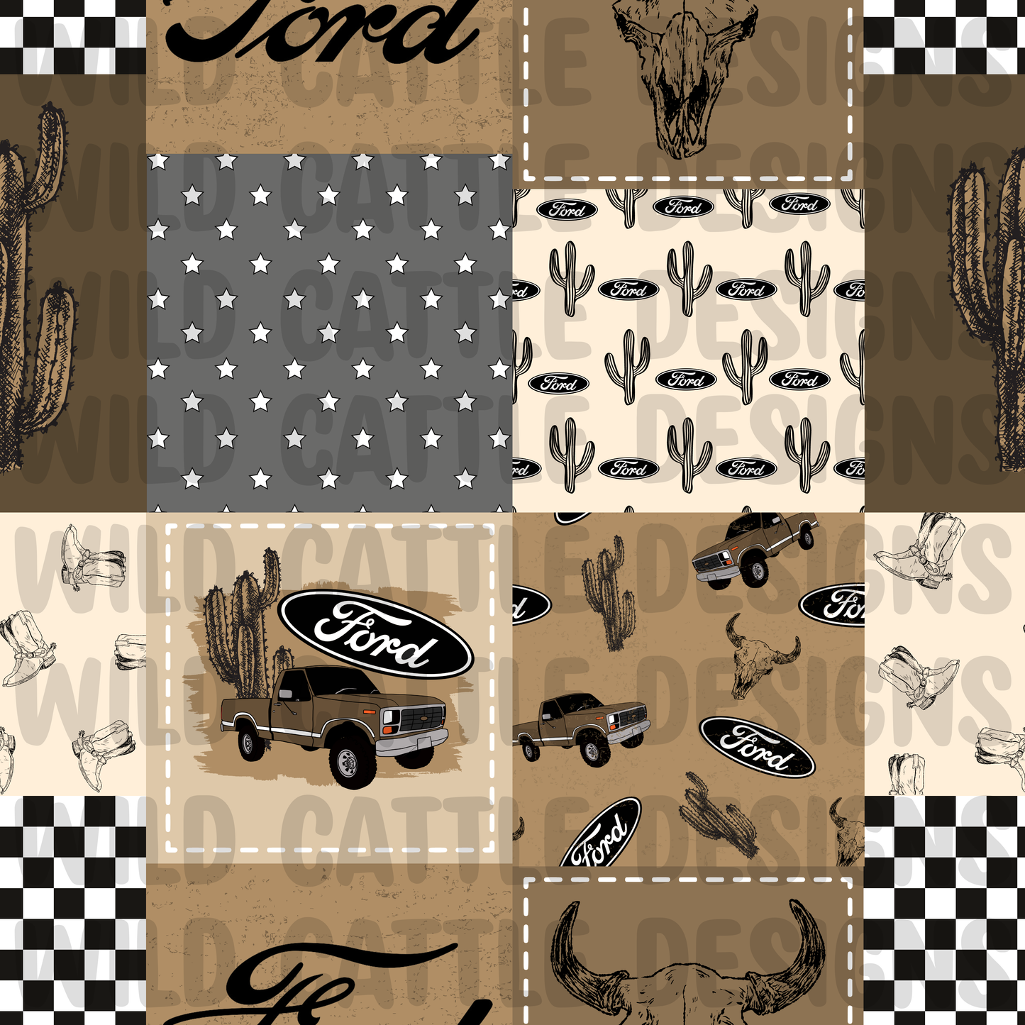 Brown truck patchwork