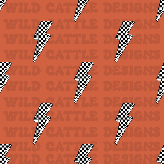 Burnt orange checker bolt seamless