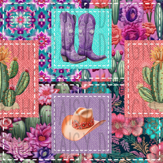 Cowgirl Embroidered Seamless