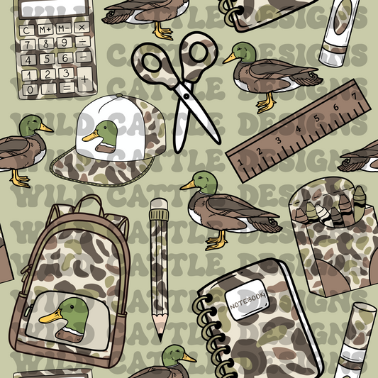 Camo school supplies seamless