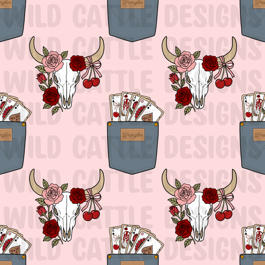 Cherry cowgirl cards seamless