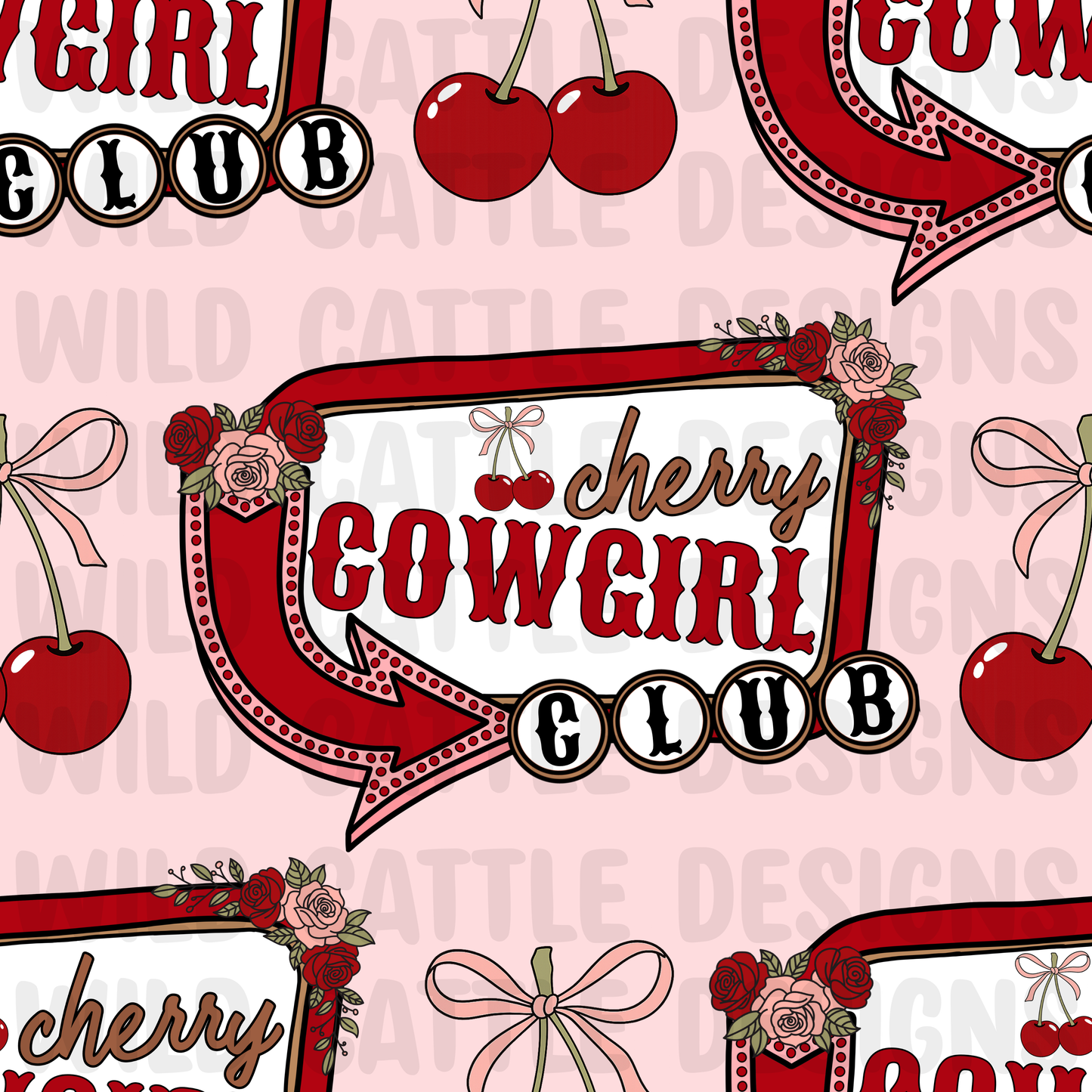 Cherry cowgirl club seamless
