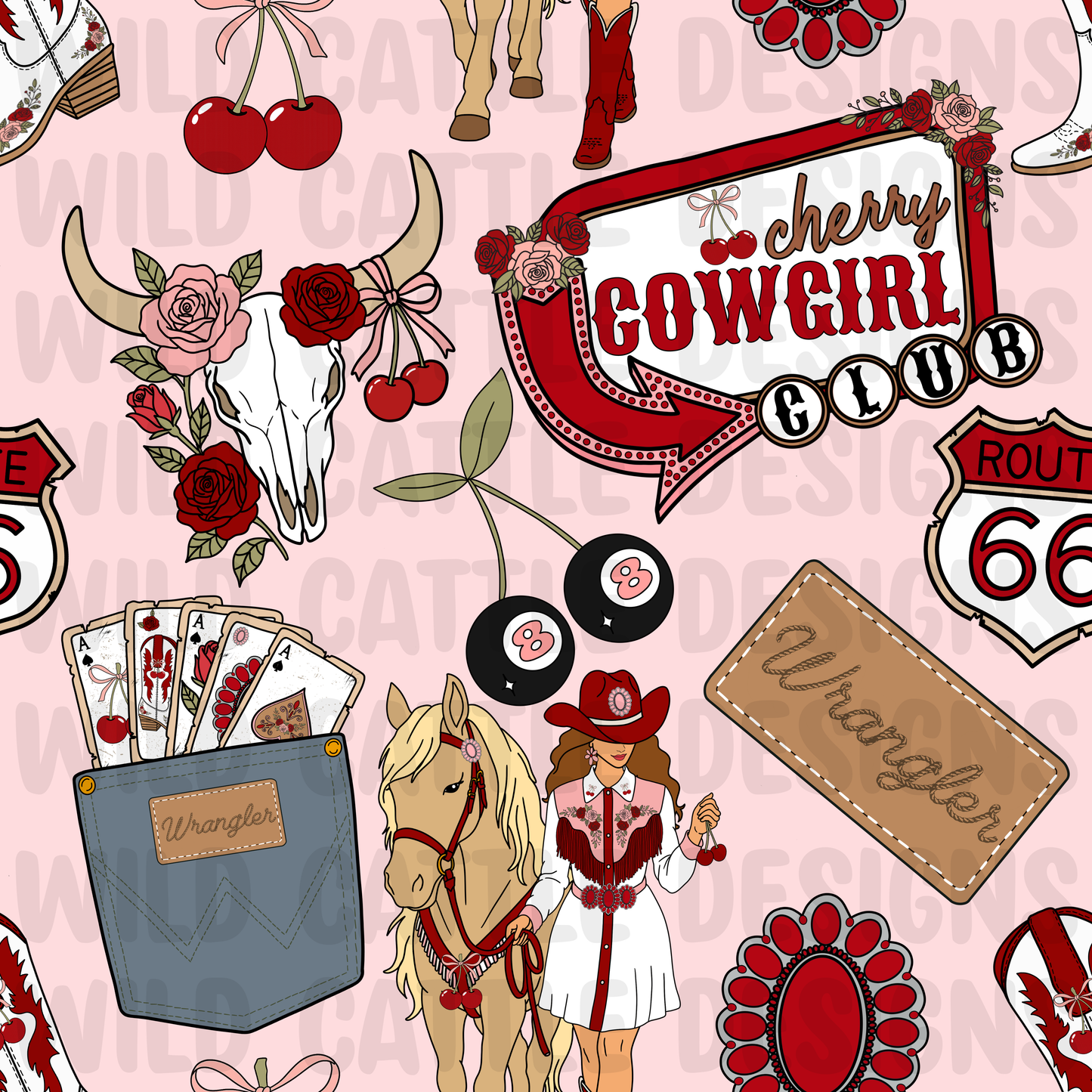 Cherry cowgirls seamless