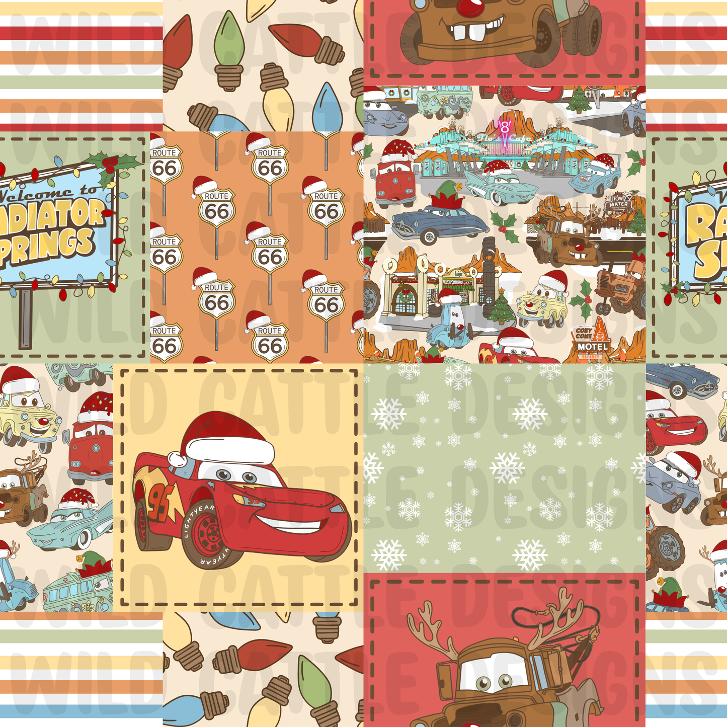Christmas car town patchwork