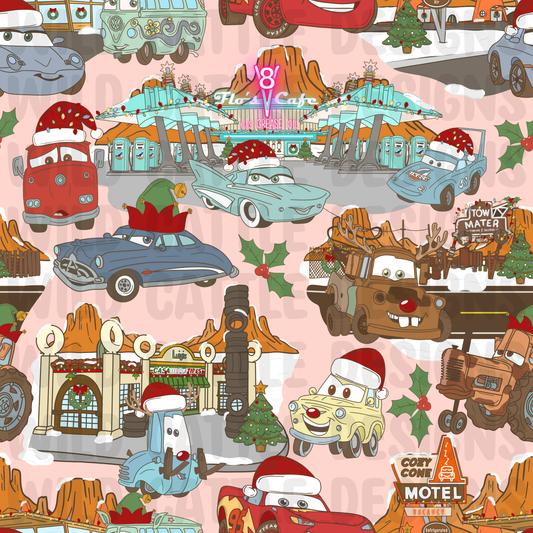 Christmas car town pink