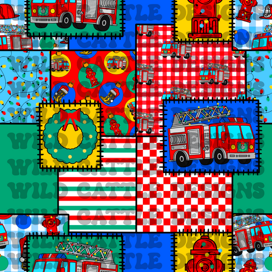 Christmas firetruck patchwork