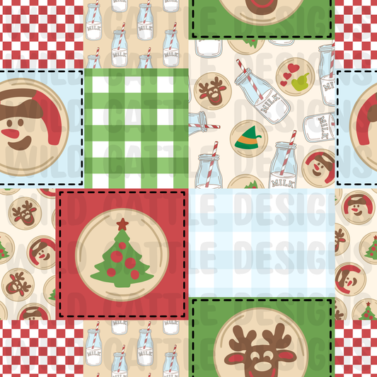 Christmas cookies and milk patchwork