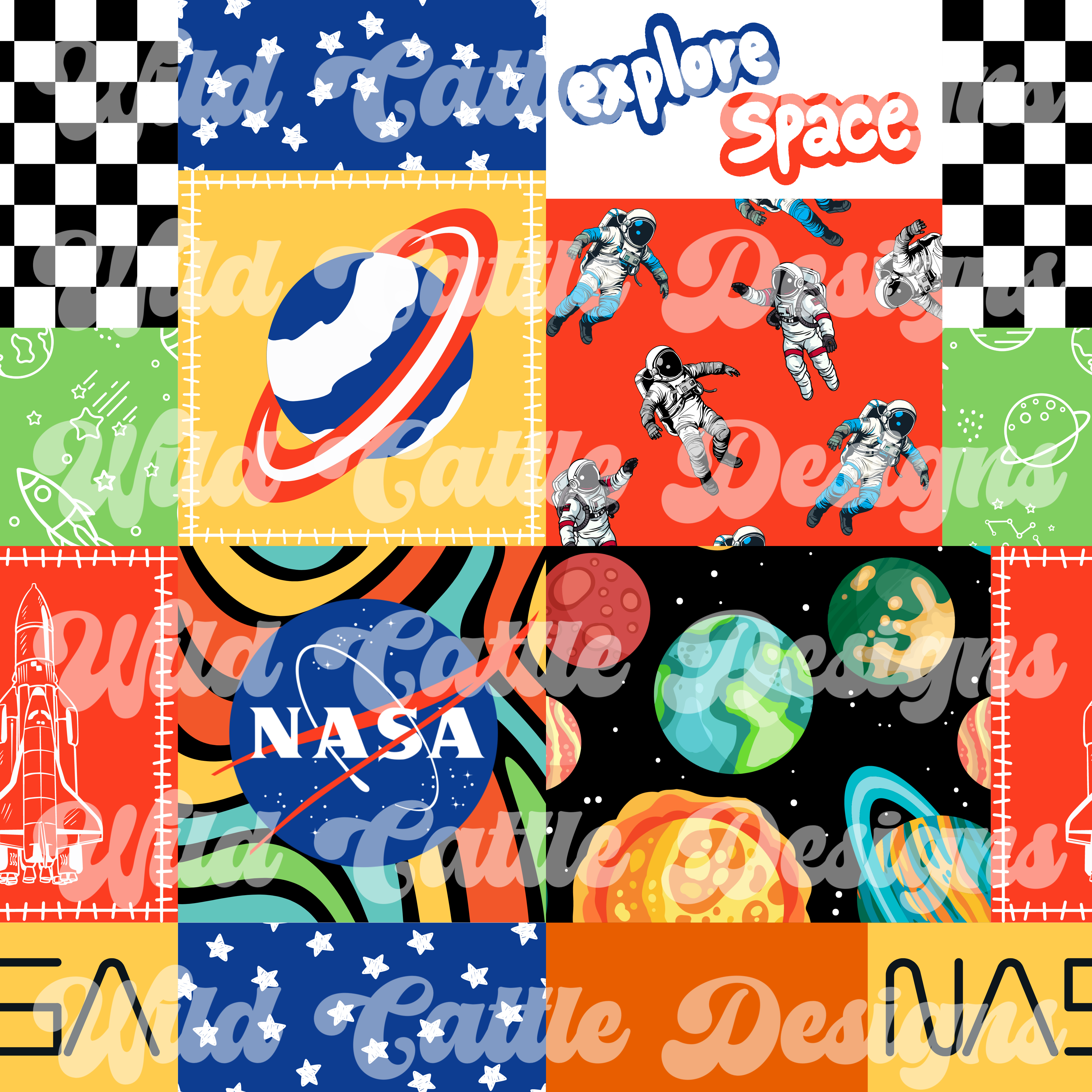 Colorful Space Patchwork – Wild Cattle Designs