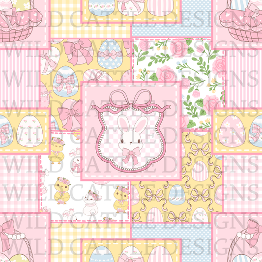 Coquette bunny and eggs patchwork