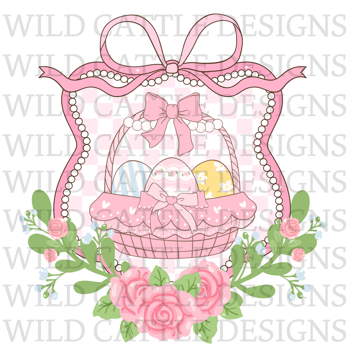 Coquette bunny and eggs png