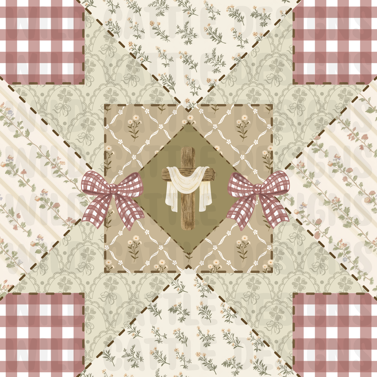 Cottage core cross quilt patchwork – Wild Cattle Designs