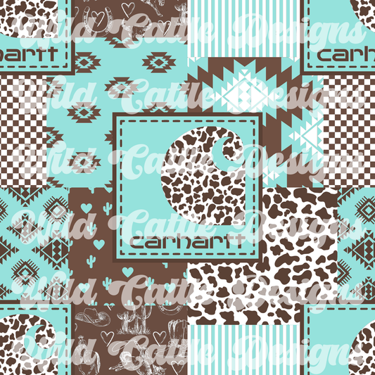 Cowgirl teal heart patchwork