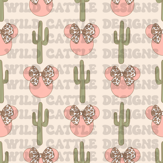 Cowgirl mouse and cactus seamless