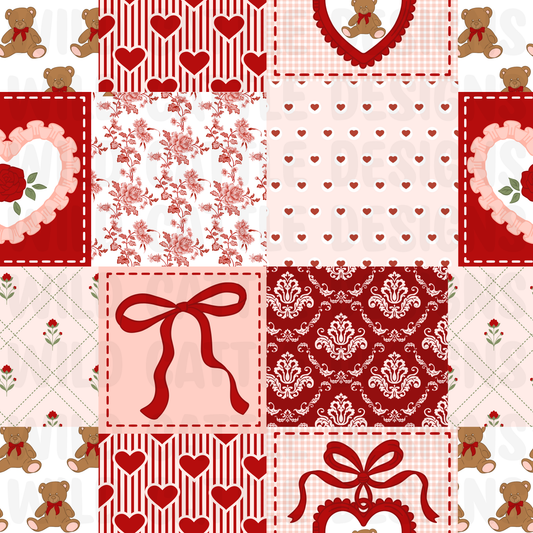 Elegant Valentine's teddy patchwork