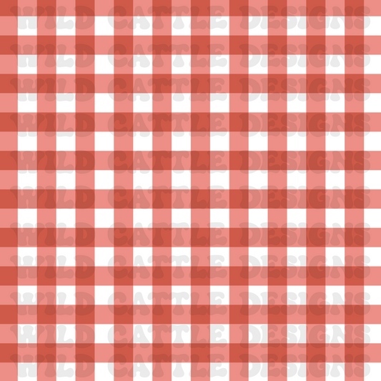 Fishing car heart red plaid seamless