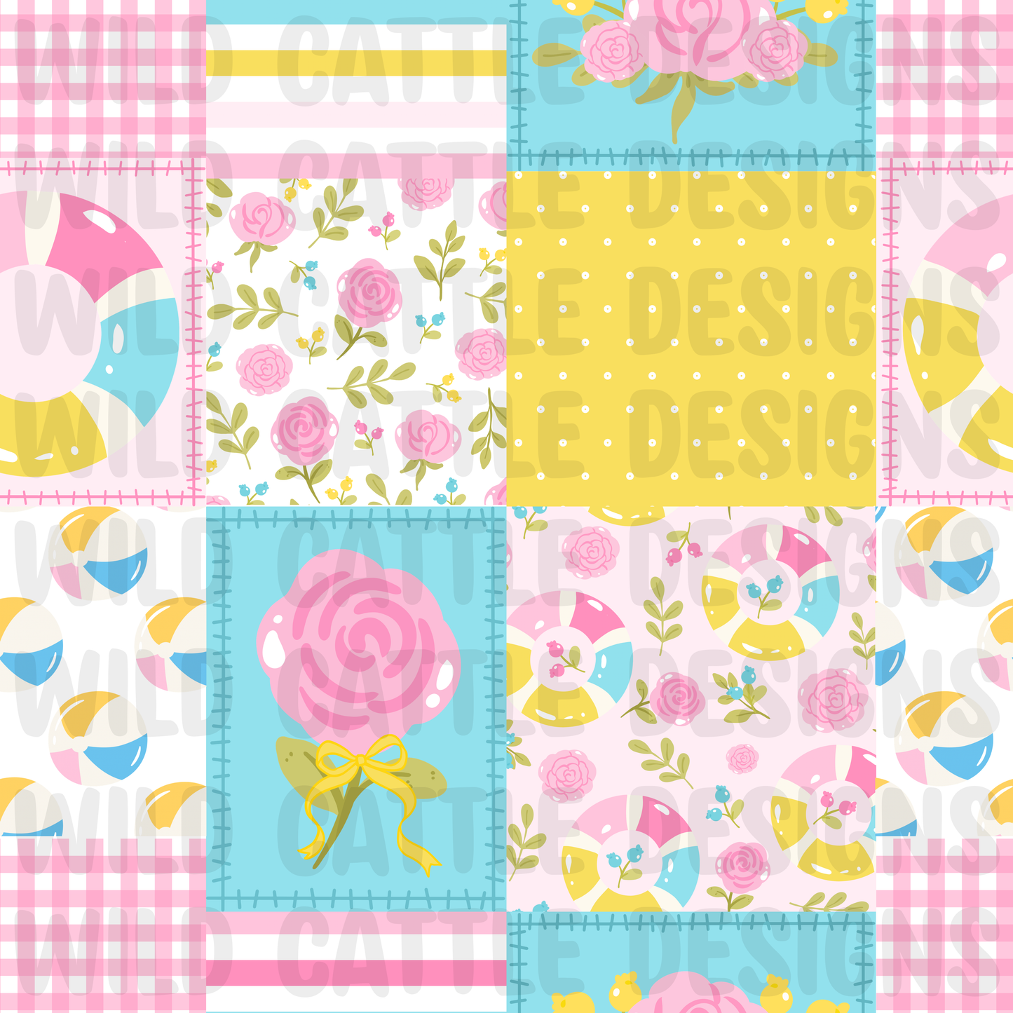 Foral pool float patchwork
