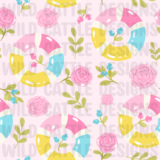 Floral pool float seamless