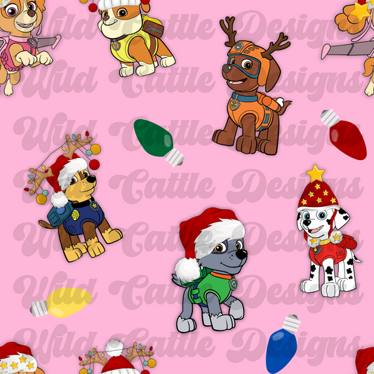 girl christmas pup seamless