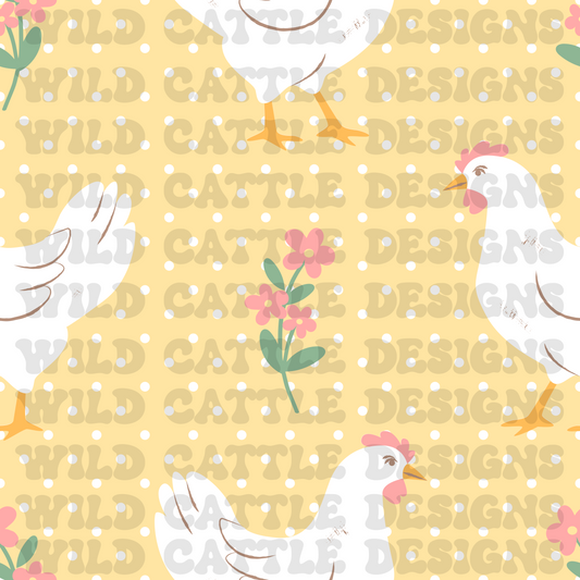 Girly barnyard chicken seamless