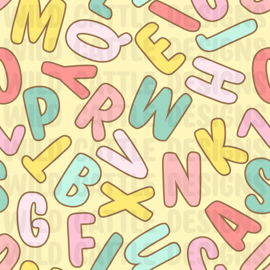 girly school alphabet seamless