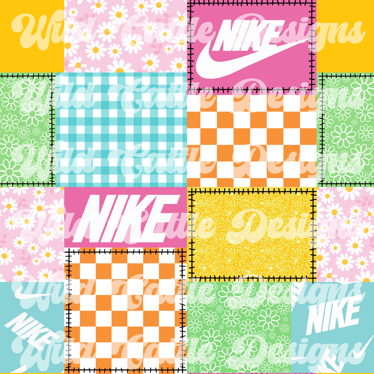 Girly summertime checkmark patchwork