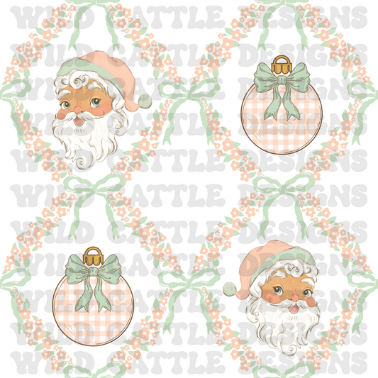 Grand millennial santa and bow seamless