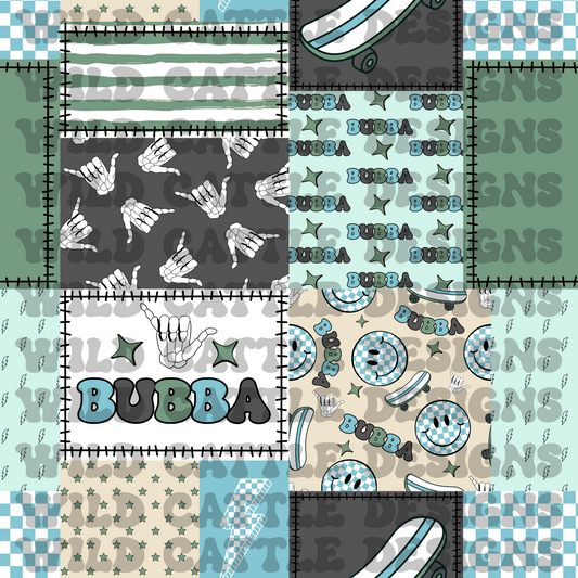 Green and blue bubba patchwork