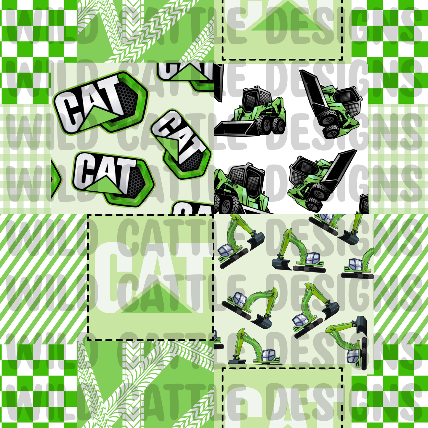Green cat patchwork