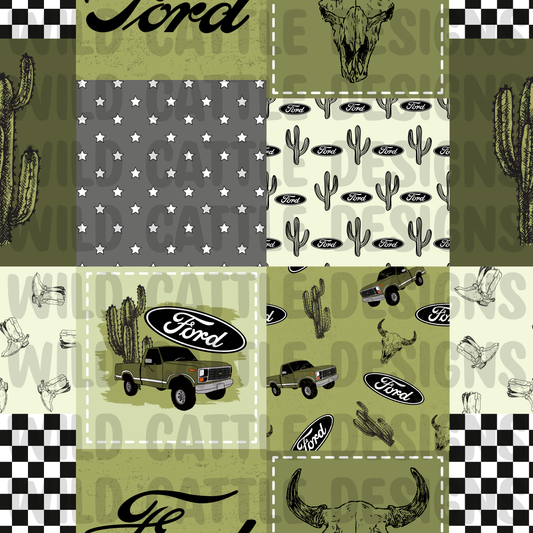Green truck patchwork