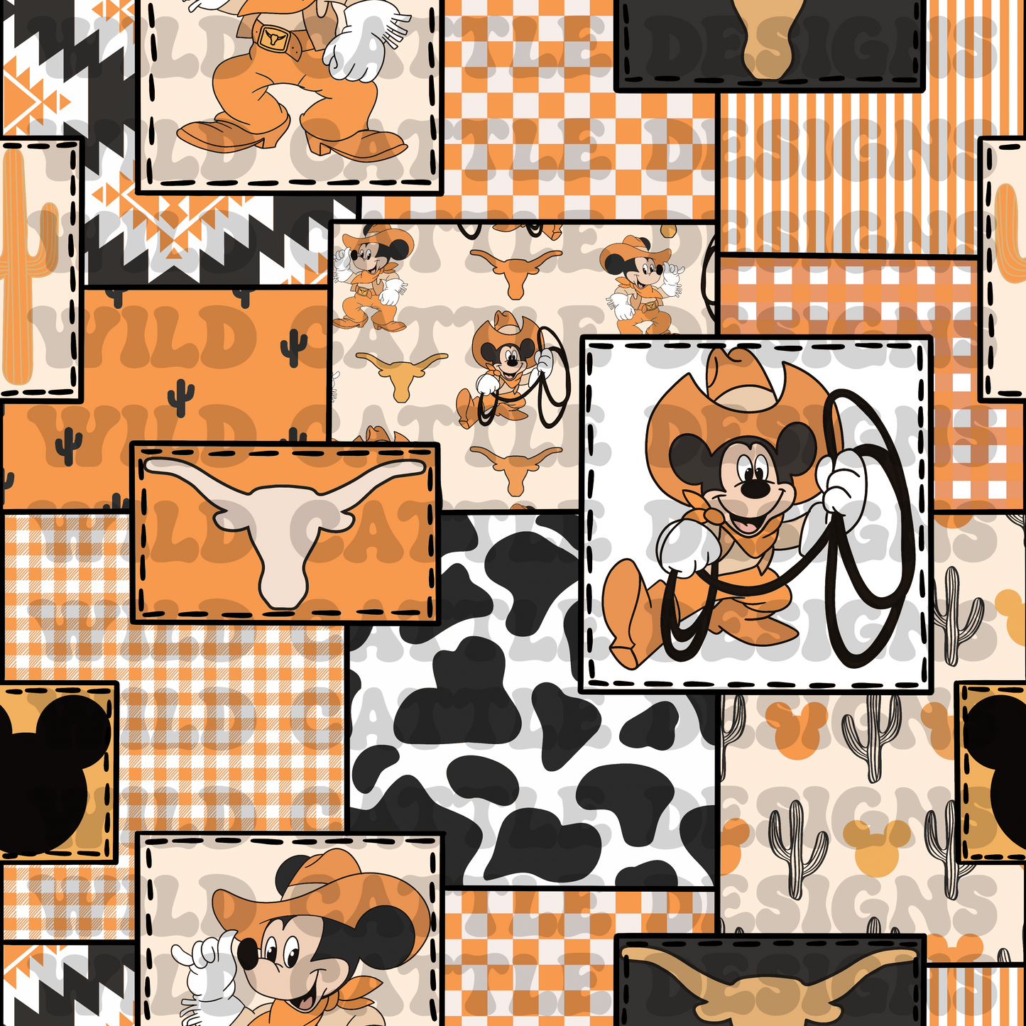 Halloween cowboy mouse patchwork