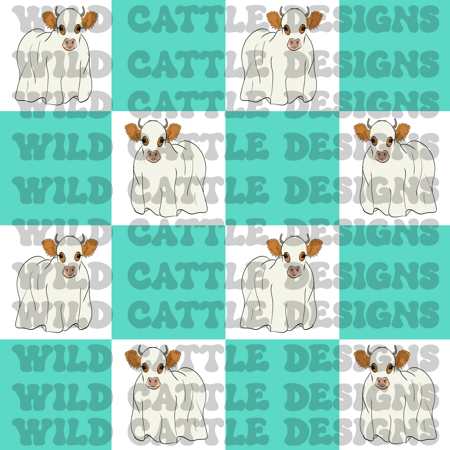 Halloween cow checkers seamless