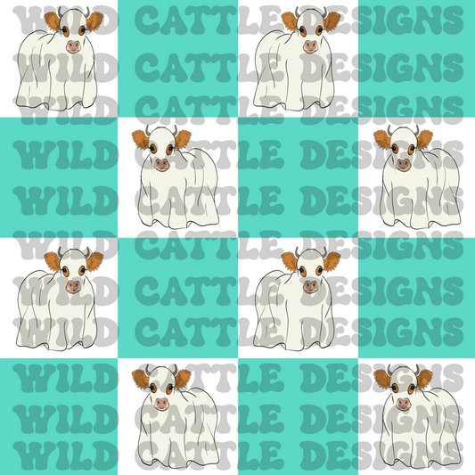 Halloween cow checkers seamless
