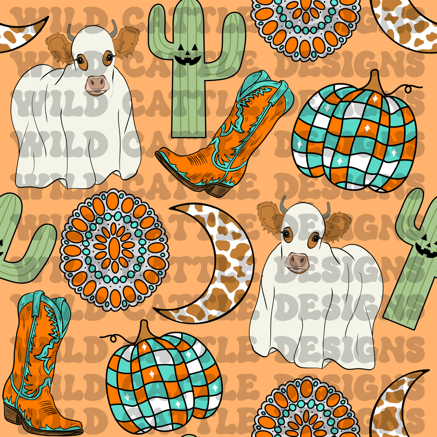 Halloween cowgirl seamless