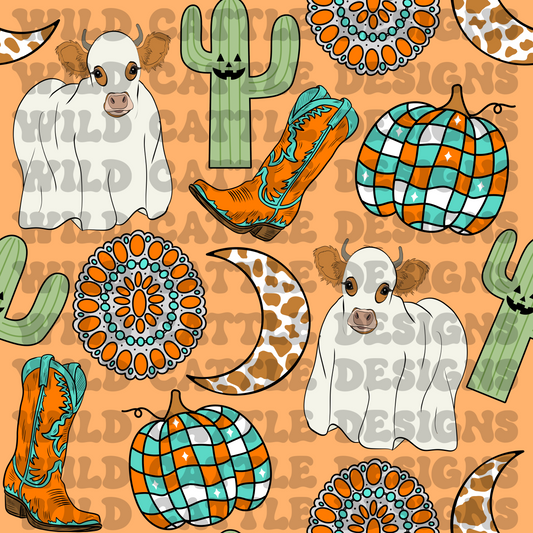 Halloween cowgirl seamless