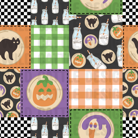 Halloween milk and cookies patchwork