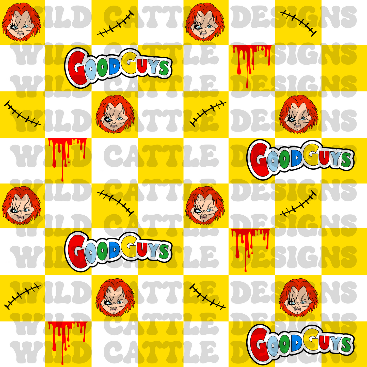 Horror dolls check seamless