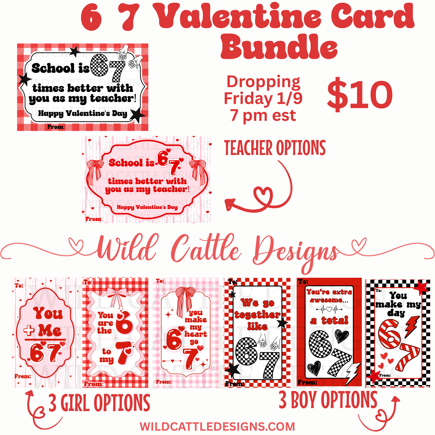 6 7 Valentine Card Bundle