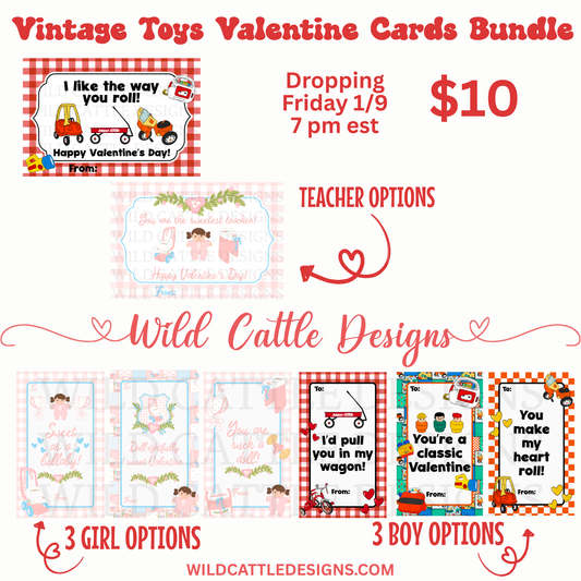 Vintage Toys Valentine Card Bundle