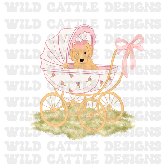 Vintage girl bestfriend puppy png