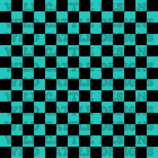 Turquoise and Black Checks Seamless