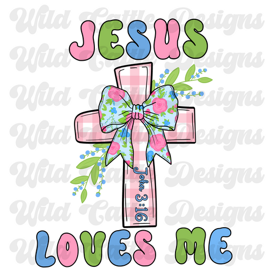 Jesus loves me pink png