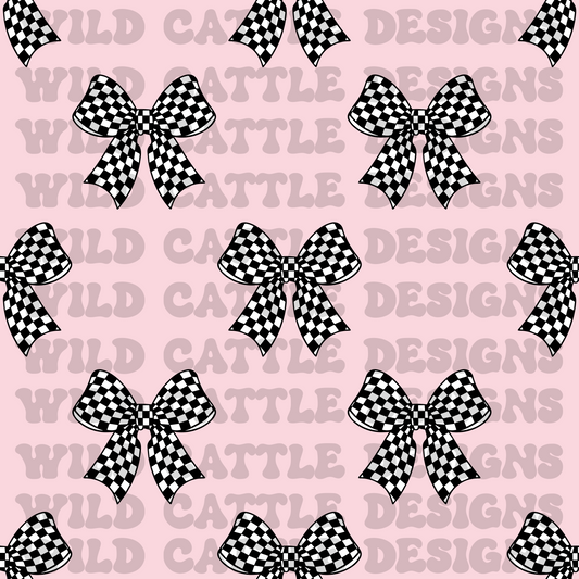 light pink checker bow seamless