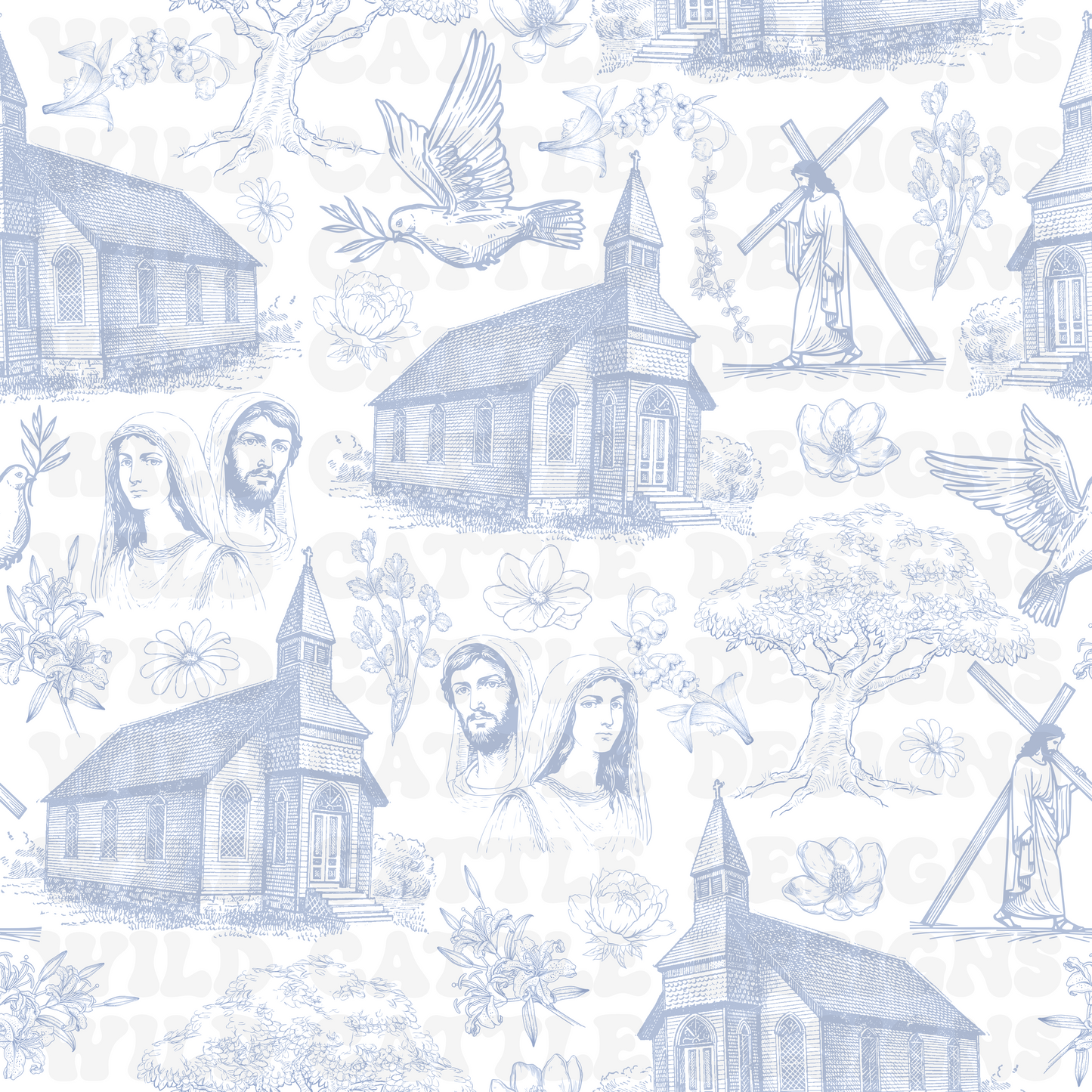 Lily of the Valley blue seamless