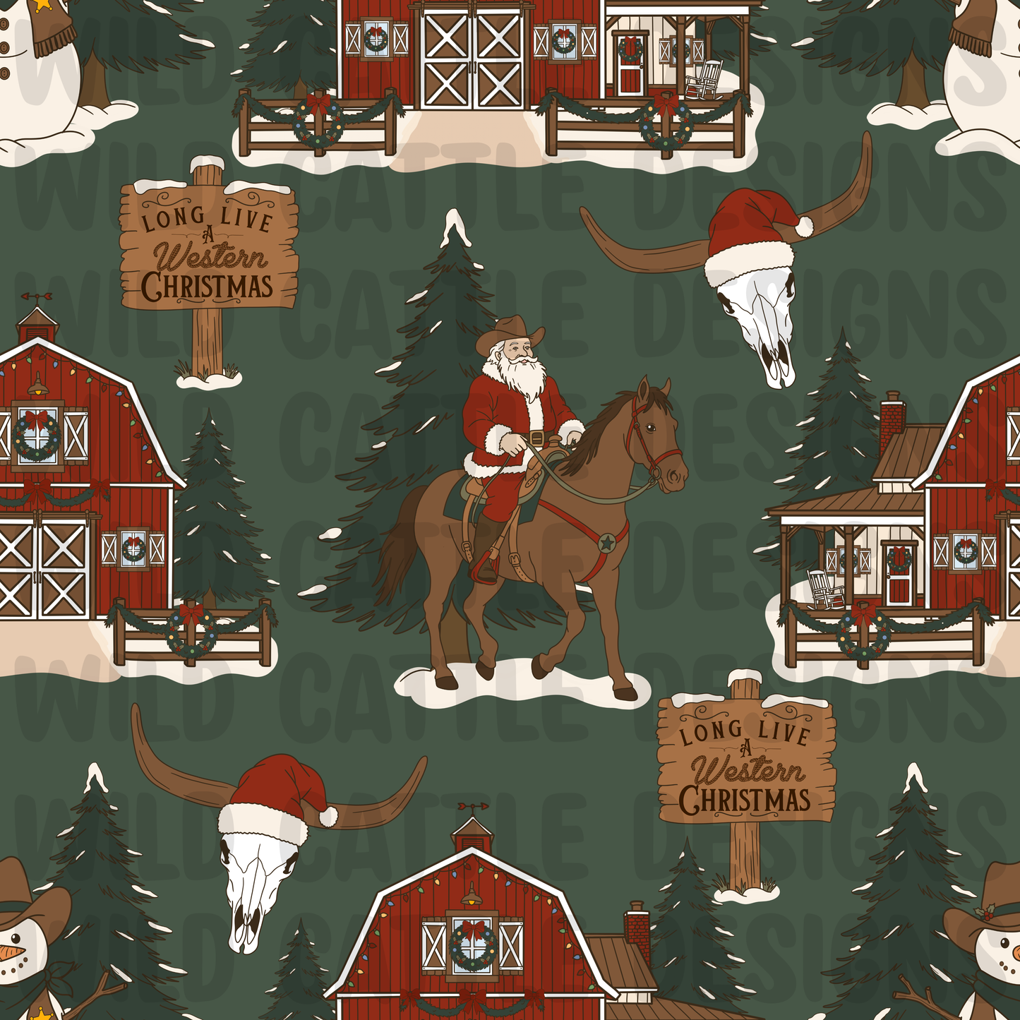 Long live a western christmas seamless
