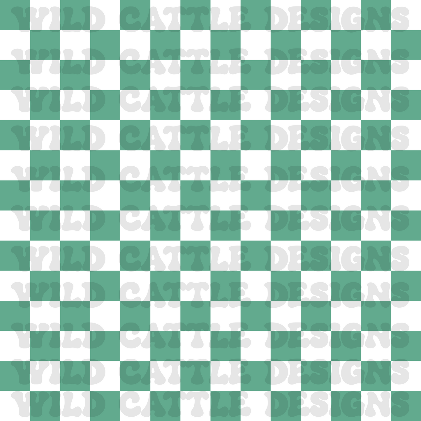 Mermaid muted green check seamless