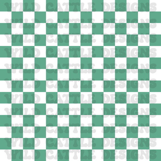 Mermaid muted green check seamless