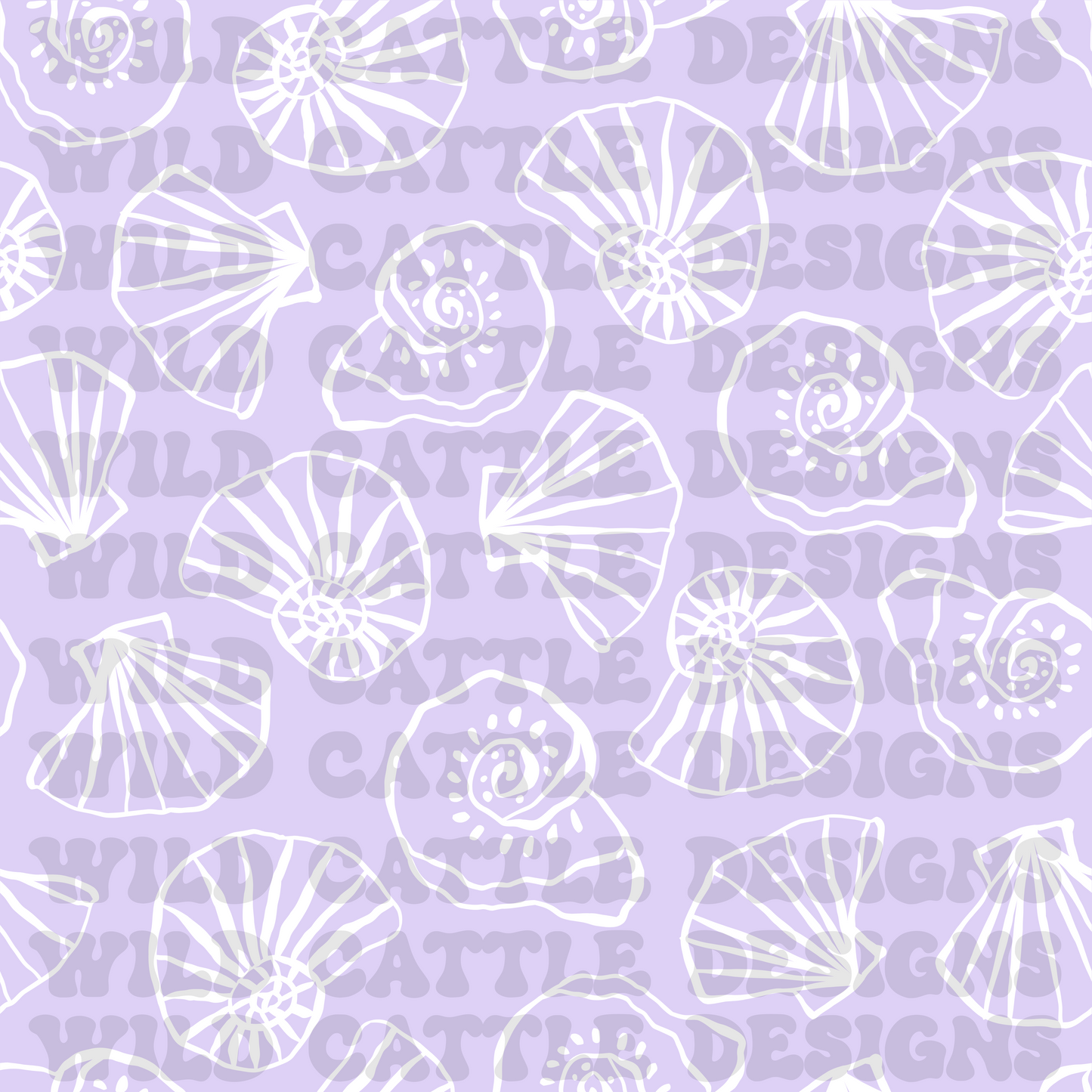 Mermaid purple shell seamless