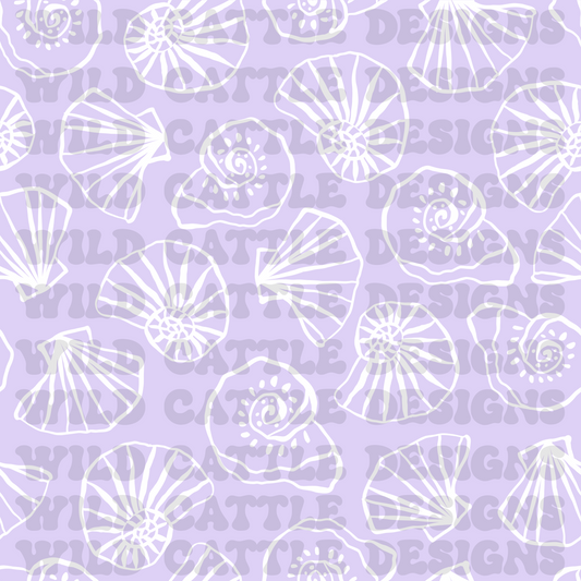 Mermaid purple shell seamless