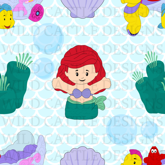 Mermaid small people seamless